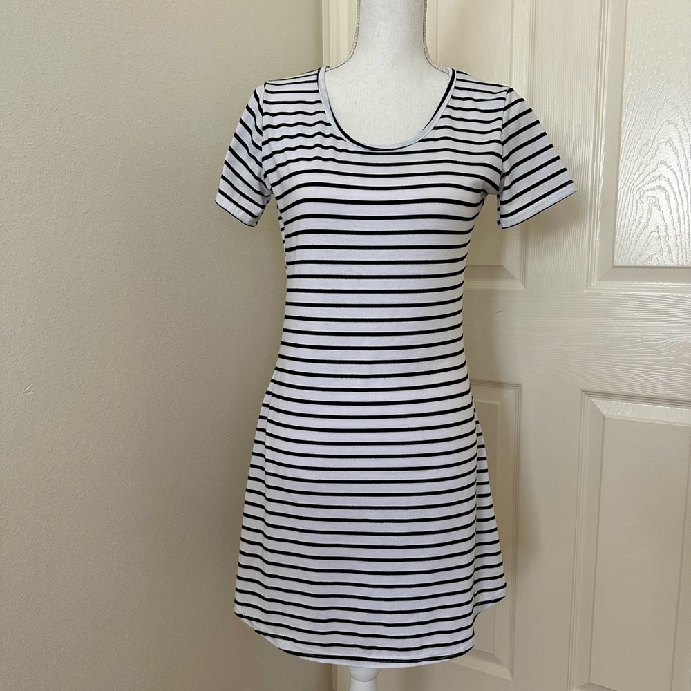 Striped Black and White T-Shirt Dress